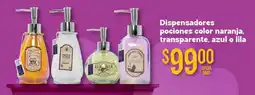 Soriana Mercado Dispensadores pociones color naranja, transparente, azul o lila oferta