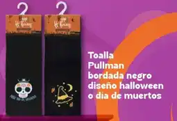 Soriana Mercado Toalla pullman bordada negro diseño halloween o día de muertos oferta