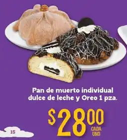 Soriana Mercado Pan de muerto individual dulce de leche y oreo oferta