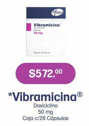 Farmacias Especializadas Vibramicina 50mg cap caj c/ 28 oferta
