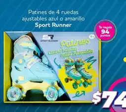 Soriana Mercado Sport runner patines de 4 ruedas ajustables azul o amarillo oferta