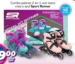 Soriana Mercado Sport runner combo patines 2 en 1 con casco rosa o azul oferta