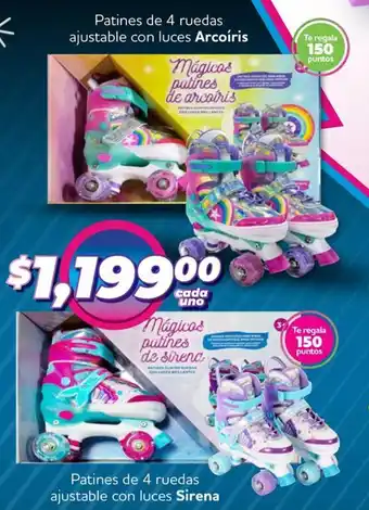 Soriana Mercado Arcoíris patines de 4 ruedas ajustable con luces oferta