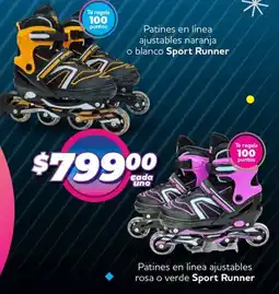Soriana Mercado Sport runner patines en línea ajustables naranja o blanco oferta