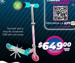 Soriana Mercado Scooter azul y rosa de corazones con luces oferta