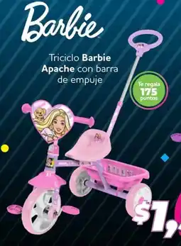 Soriana Mercado Barbie apache triciclo con barra de empuje oferta