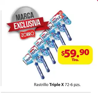 Zorro Rastrillo Triple X 72-6 pzs oferta