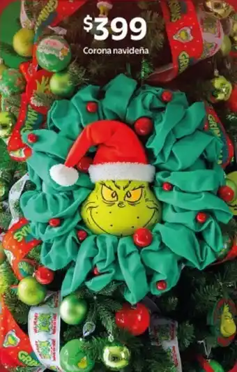 Grinch corona navideña