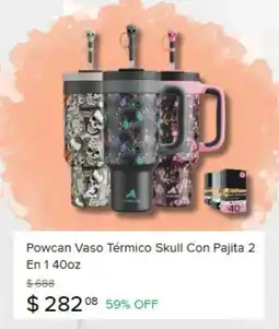 Mercado Libre Powcan Vaso Térmico Skull Con Pajita 2 en 1 oferta