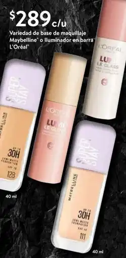 Walmart Express Variedad de base de maquillaje Maybelline o Iluminador en barra L'Oréal oferta