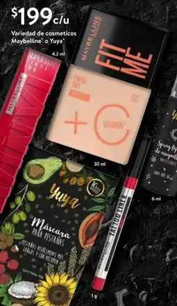 Walmart Express Variedad de cosmeticos Maybelline o Yuya oferta