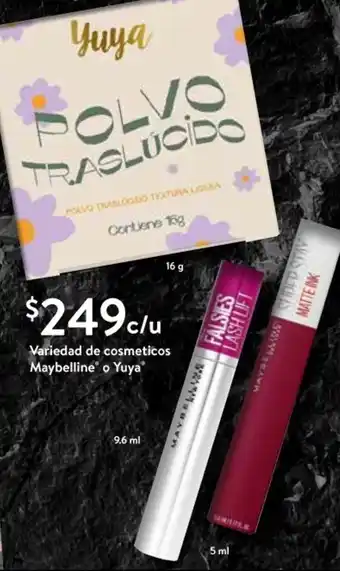 Variedad de cosmeticos Maybelline o Yuya