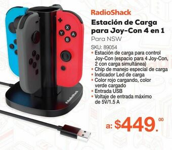 RadioShack Estación de carga para joy-con 4 en 1 radioshack / nintendo switch oferta