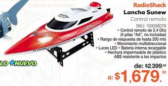 Lancha de control remoto radioshack sunew