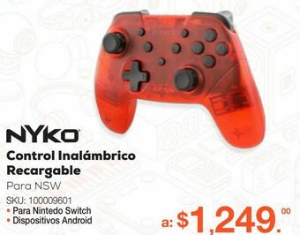 RadioShack Control inalámbrico recargable nyko / nintendo switch / rojo oferta