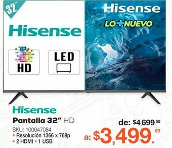 RadioShack Pantalla hisense 32a3g / 32 pulgadas / hd oferta
