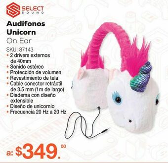 RadioShack Audífonos select sound unicorn / on ear / rosa oferta