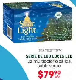 Woolworth Serie de 100 luces led luz multicolor o cálida, cable verde oferta