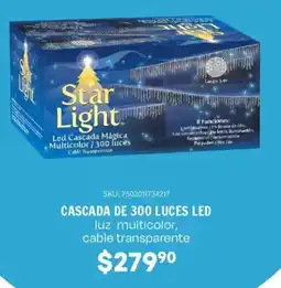 Woolworth Cascada de 300 luces led luz multicolor, cable transparente oferta