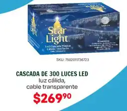 Woolworth Cascada de 300 luces led luz cálida, cable transparente oferta