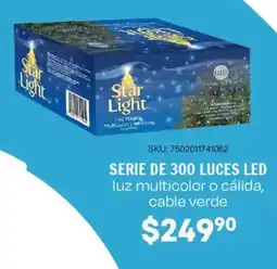 Woolworth Serie de 300 luces led luz multicolor o cálida, cable verde oferta