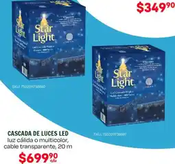 Woolworth Cascada de luces led luz cálida o multicolor, cable transparente oferta