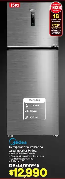 Midea refrigerador automático 15p3 inverter