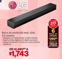 Soriana Híper LG barra de Sonido 2.0 canales oferta