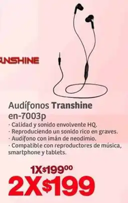 Soriana Híper Transhine audífonos en-7003p oferta