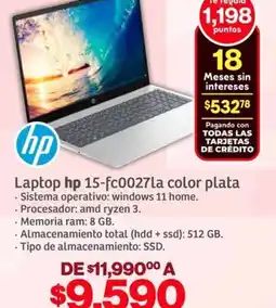 Soriana Híper Hp laptop 15-fc0027la oferta
