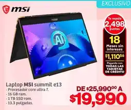Soriana Híper MSI laptop summit e13 oferta