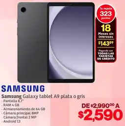 Soriana Híper Samsung galaxy tablet a9 plata o gris oferta