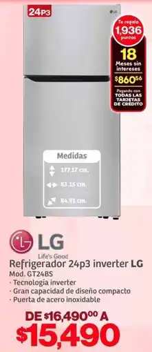 Soriana Híper Lg refrigerador 24p3 inverter oferta