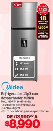 Soriana Híper Midea refrigerador 24p3 inverter despachador oferta