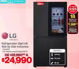 Soriana Híper Lg refrigerador 28p3 side by side instaview oferta