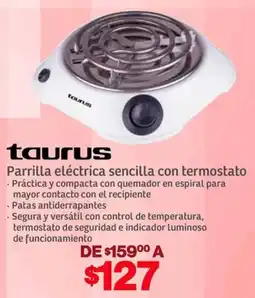 Soriana Híper Taurus parrilla eléctrica sencilla con termostato oferta