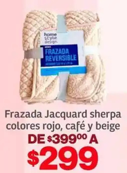 Soriana Híper Frazada jacquard sherpa colores rojo, café y beige oferta