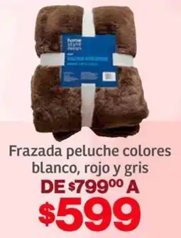 Soriana Híper Frazada peluche colores blanco, rojo y gris oferta