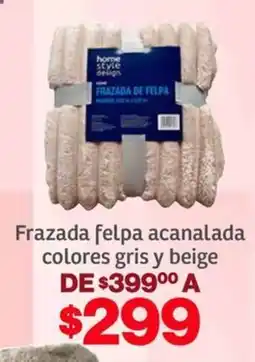 Soriana Híper Home style design frazada felpa acanalada colores gris y beige oferta