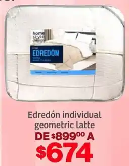 Soriana Híper Home style design edredón individual geometric latte oferta