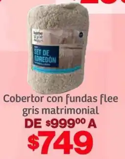 Soriana Híper Home style design cobertor con fundas flee gris matrimonial oferta