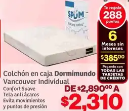 Soriana Híper Dormimundo colchón en caja vancouver individual oferta