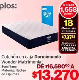 Soriana Híper Dormimundo colchón en caja wonder matrimonial oferta