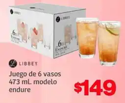 Soriana Híper Libbey juego de 6 vasos oferta
