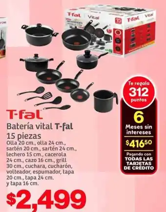Soriana Híper T-fal batería vital oferta