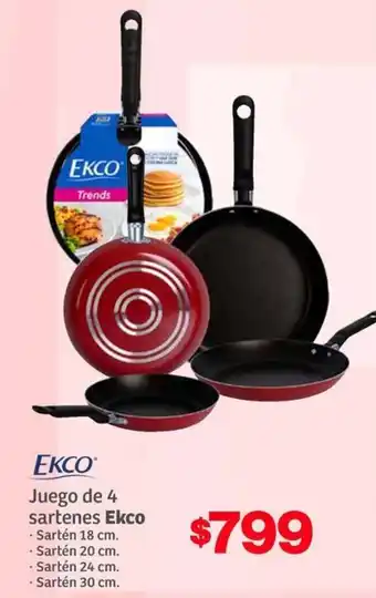 Soriana Híper Ekco juego de 4 sartenes oferta