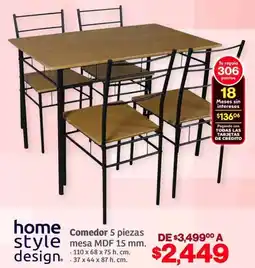 Soriana Híper Home style design comedor 5 piezas style mesa oferta