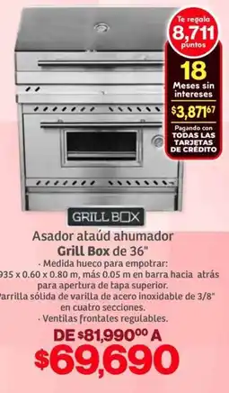 Soriana Híper Grill box asador ataúd ahumador de 36" oferta