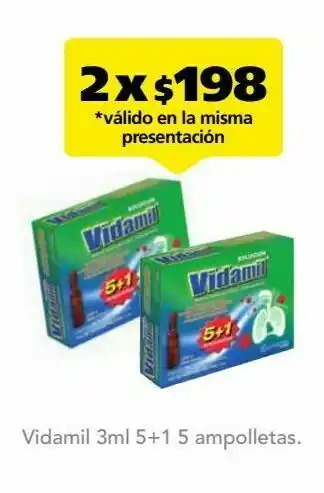 Farmacia San Pablo Vidamil sol 3ml caj c/5+1 oferta