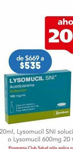 Farmacia San Pablo Lysomucil sni sol 100mg ams c/5 oferta